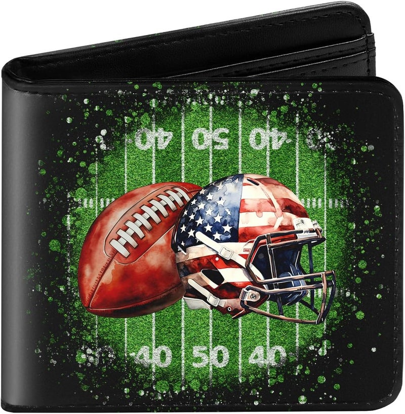 Amutta Kids Wallet for Boys, Cool Teen Boys Wallet for Kids Ages 4-5-6-7-8-9-10-11-12-13-14-15-16, Leather Wallet for Teen Boy, Bifold Bi Fold Football Teenage Teenager Youth Gift Christmas Birthday - Image 1